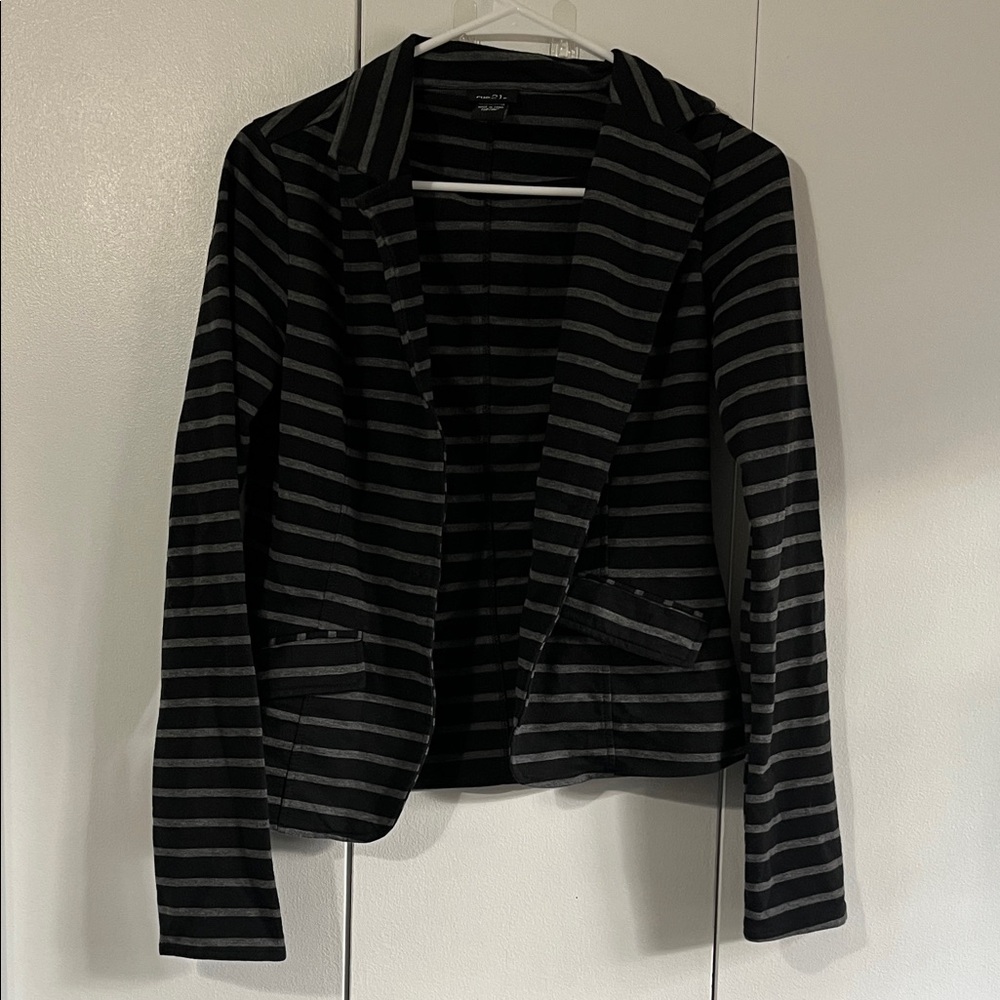 Rue 21 Black and Gray Striped Blazer